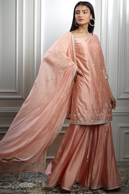 MANDIRA WIRK - Indian Chanderi Kurta Sharara Set 