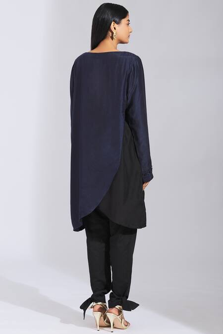 Shop Varsha Wadhwa Blue Organic Bamboo Embellished Kurta Pant Set at Aza Fashions Shop_Varsha Wadhwa_Blue Organic Bamboo Embellished Kurta Pant Set_at_Aza_Fashions