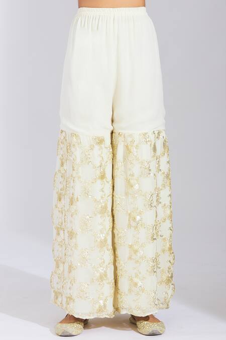 Shop_Varsha Wadhwa_Red Habutai Silk Embellished Kurta Palazzo Set_Online_at_Aza_Fashions