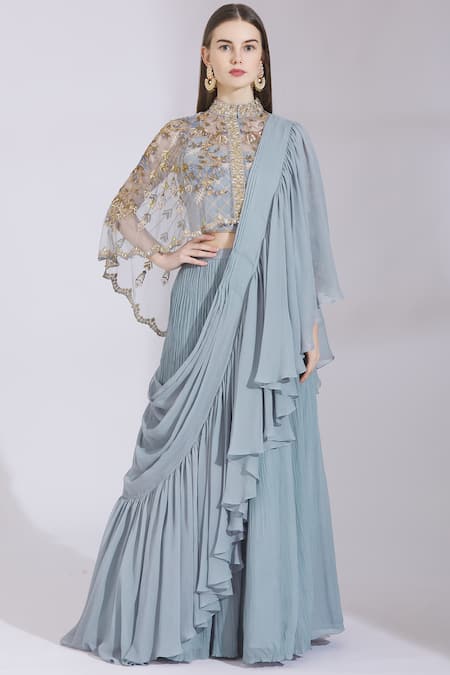 Buy Party Wear Lehenga Choli - Grey Multi Sequin Embroidered Lehenga –  Empress Clothing
