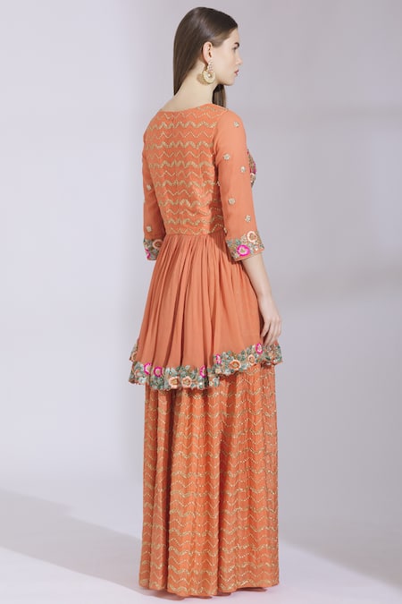 Ayesha Aejaz Embroidered Kurta Palazzo Set 