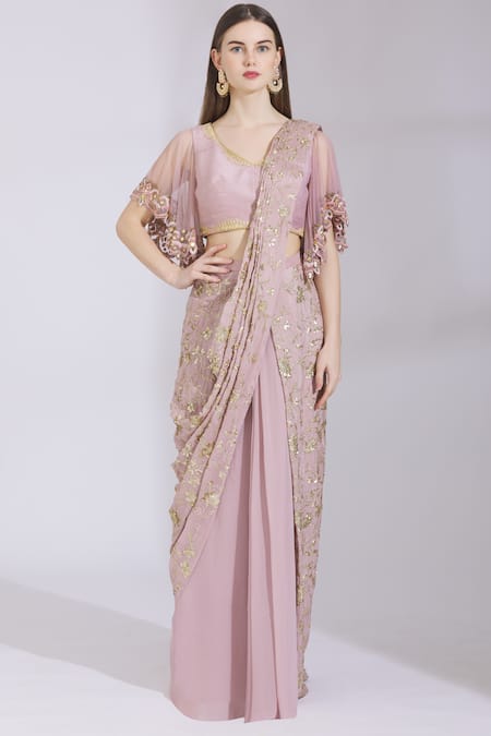 Ayesha Aejaz Pre-Draped Saree with Blouse 