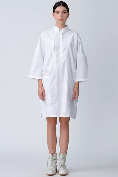Rajesh Pratap Singh White Cotton Patchwork Dress 