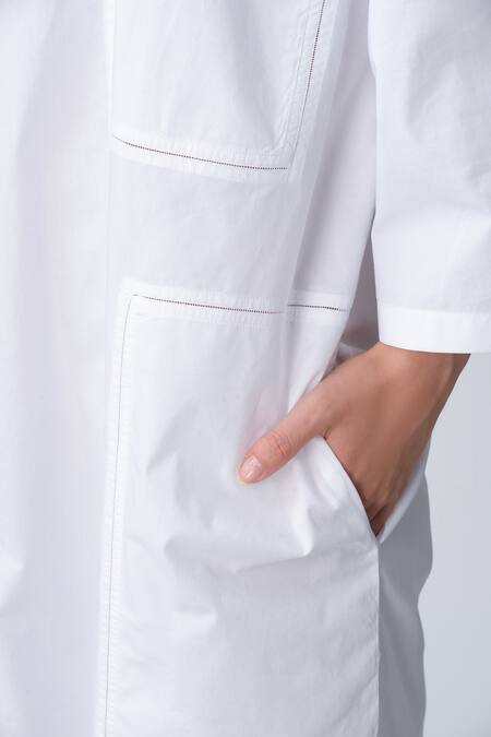 Shop_Rajesh Pratap Singh_White Cotton Patchwork Dress _Online_at_Aza_Fashions