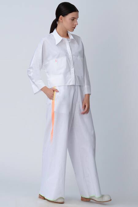 Rajesh Pratap Singh_White Handloom Cotton Pants _Online_at_Aza_Fashions