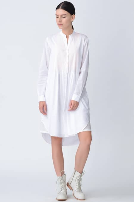 Rajesh Pratap Singh White Pintuck High Low Dress 
