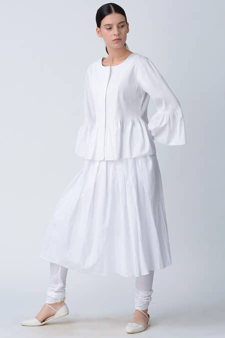 Rajesh Pratap Singh_White Pleated Skirt With Pants _Online_at_Aza_Fashions