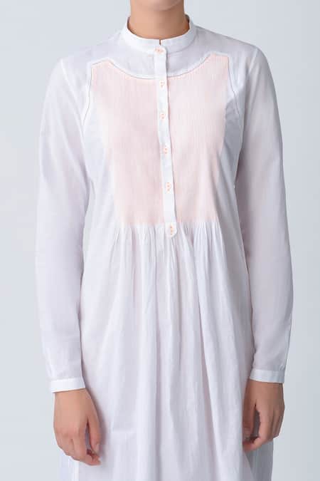 Buy_Rajesh Pratap Singh_White Cotton Pintuck Dress _Online_at_Aza_Fashions