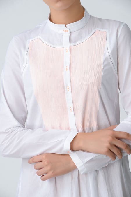 Shop Rajesh Pratap Singh White Cotton Pintuck Dress Online at Aza Fashions Shop_Rajesh Pratap Singh_White Cotton Pintuck Dress _Online_at_Aza_Fashions