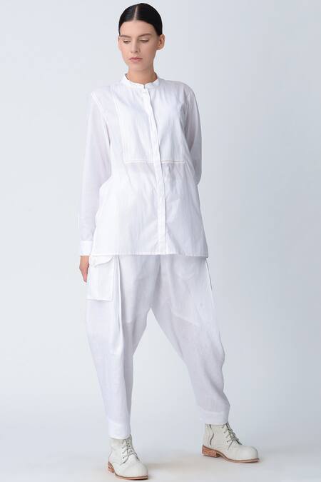 Rajesh Pratap Singh_White Linen Salwar Pant _Online_at_Aza_Fashions