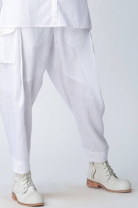 Shop Rajesh Pratap Singh White Linen Salwar Pant Online at Aza Fashions Shop_Rajesh Pratap Singh_White Linen Salwar Pant _Online_at_Aza_Fashions