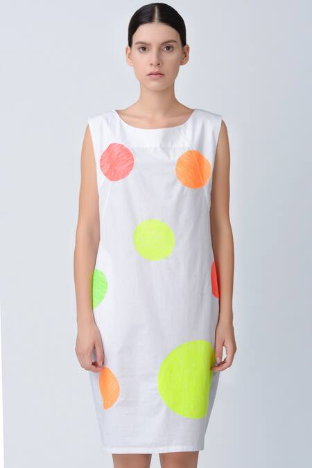 Shop_Rajesh Pratap Singh_White Embroidered Polka Dress_Online_at_Aza_Fashions