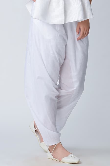 Buy Rajesh Pratap Singh White Draped Pants Online at Aza Fashions Buy_Rajesh Pratap Singh_White Draped Pants _Online_at_Aza_Fashions
