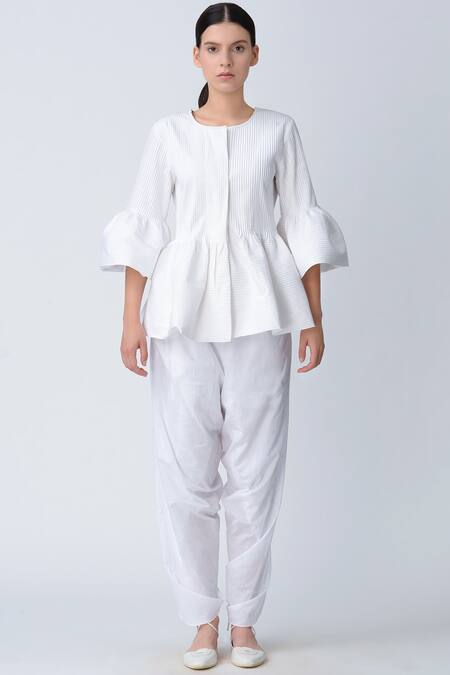 Rajesh Pratap Singh_White Draped Pants _Online_at_Aza_Fashions