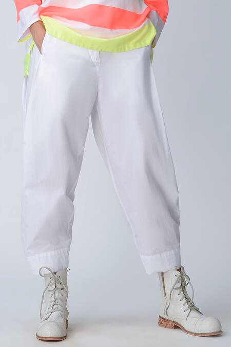 Shop_Rajesh Pratap Singh_White Draped Pants_Online_at_Aza_Fashions