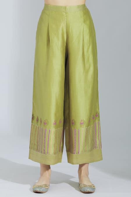 Shop_Poonam Dubey_Pink Chanderi Silk Round Kurta Set _Online_at_Aza_Fashions