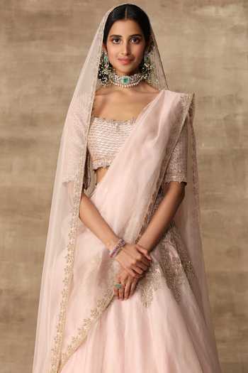 Buy Ridhi Mehra Pink Raw Silk Square Neck Embroidered Bridal Lehenga Set Online at Aza Fashions Buy_Ridhi Mehra_Pink Raw Silk Square Neck Embroidered Bridal Lehenga Set _Online_at_Aza_Fashions