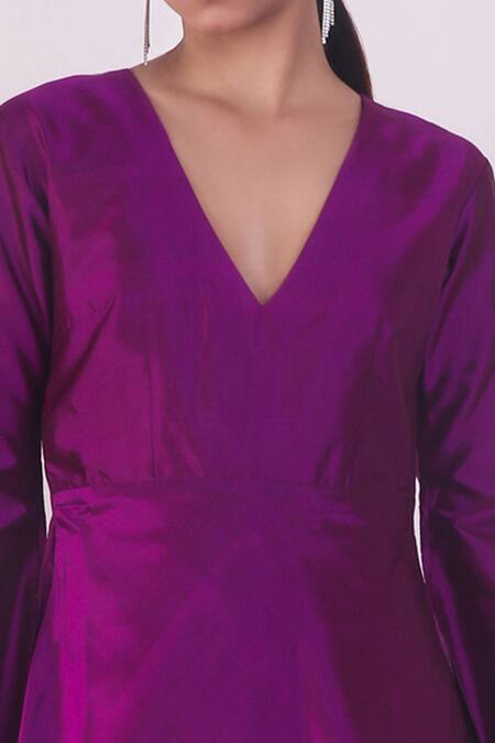 Shop Hrdoyh Purple Handwoven Silk Kurta Set Online at Aza Fashions Shop_Hrdoyh_Purple Handwoven Silk Kurta Set_Online_at_Aza_Fashions