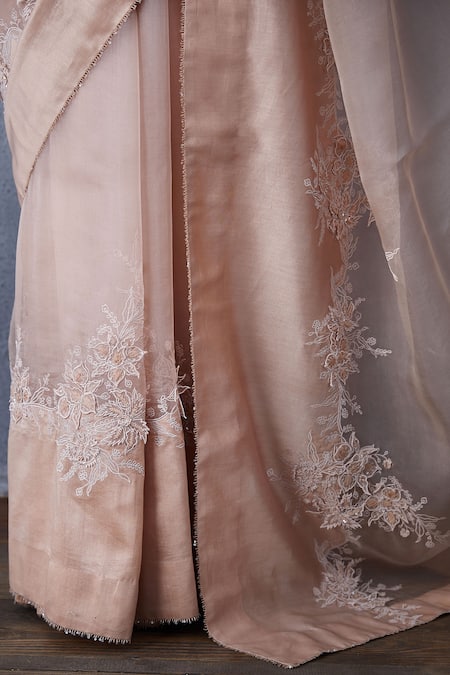 Buy Torani Peach Handwoven Organza Chanderi Saree Online at Aza Fashions Buy_Torani_Peach Handwoven Organza Chanderi Saree_Online_at_Aza_Fashions