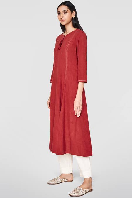 Grassroot By Anita Dongre_Long Red Kurta_Online_at_Aza_Fashions
