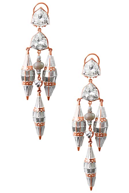 Prerto Silver Plated Swaroski Crystals Danglers Earrings