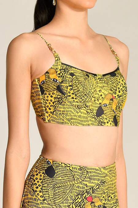 Buy_Shivan & Narresh_Yellow Italian Jersey Printed Bikini Set_Online_at_Aza_Fashions
