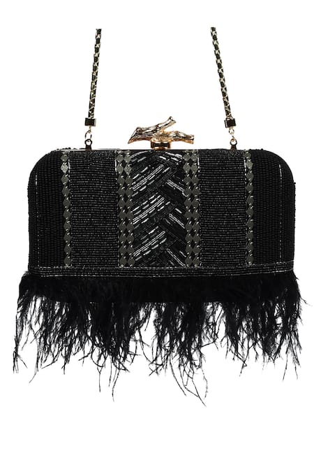 Durvi Embellished Fringe Box Clutch 