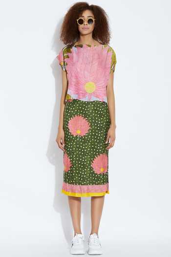 Aartivijay Gupta_Pink Silk Printed Crop Top_Online_at_Aza_Fashions