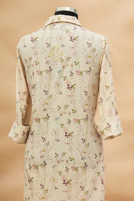 Shop_Aditi Beriwala_White Lapel Printed Tunic  _Online_at_Aza_Fashions