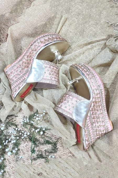 Essemm Pink Sequins, Embroidery Wedges
