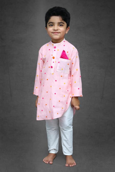 Kirti Agarwal - Pret N Couture Pink Cotton, Silk Embroidery Kurta And Pant Set 