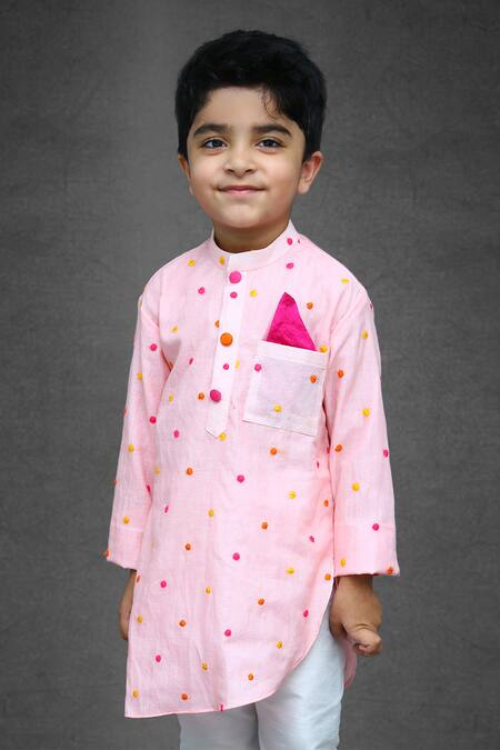 Kirti Agarwal - Pret N Couture_Pink Cotton, Silk Embroidery Kurta And Pant Set _Online_at_Aza_Fashions