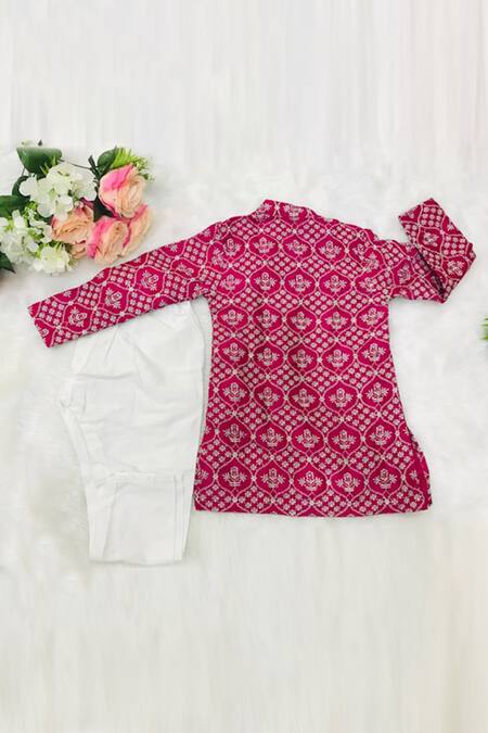 Kirti Agarwal - Pret N Couture_Pink Cotton Embroidery Kurta Set _Online_at_Aza_Fashions