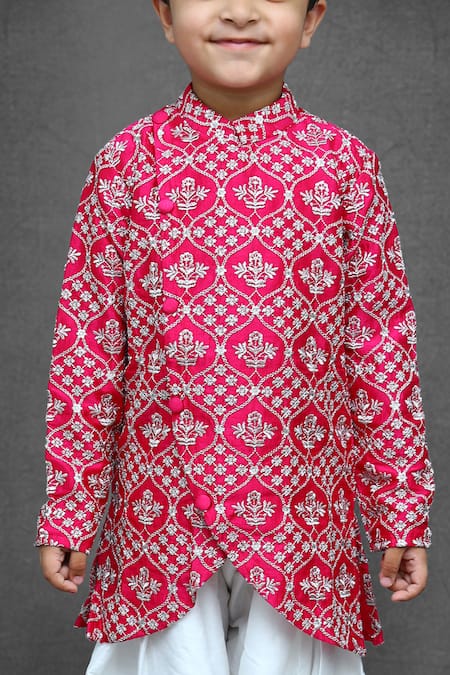Buy_Kirti Agarwal - Pret N Couture_Pink Cotton Embroidery Kurta Set _Online_at_Aza_Fashions