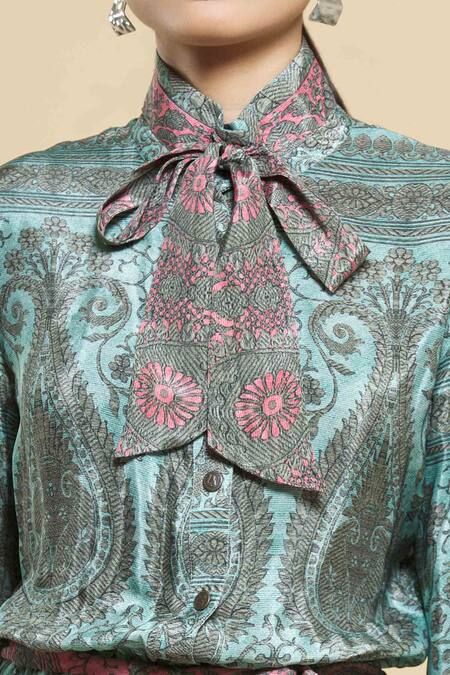 Kartikeya India_Green Crepe Printed Jumpsuit_at_Aza_Fashions