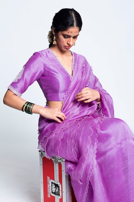 Label Earthen Organza Silk Saree  