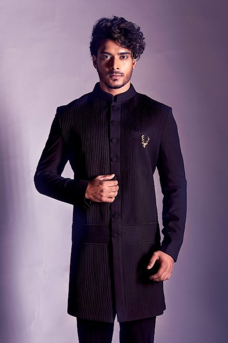 Smriti by Anju Agarwal Pleated Sherwani & Pant Set 