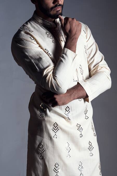 Buy_Smriti By Anju Agarwal_White Jupiter Linen Embroidered Kurta And Pant Set _Online_at_Aza_Fashions