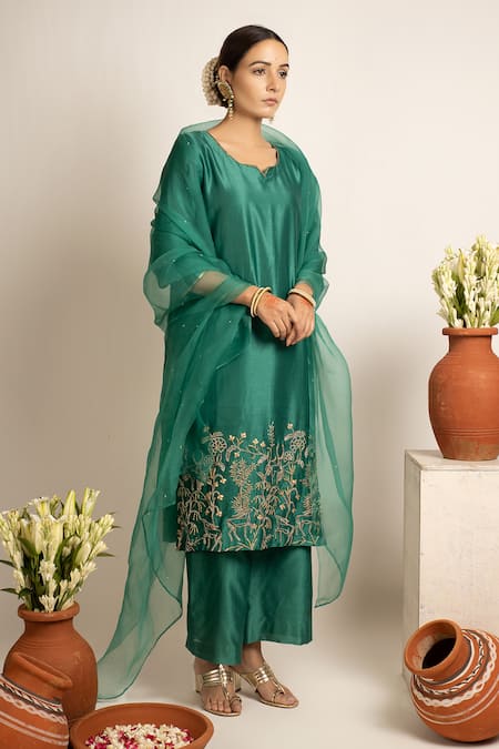 Rashi Jain Green Chanderi Zainab Kurta Set 