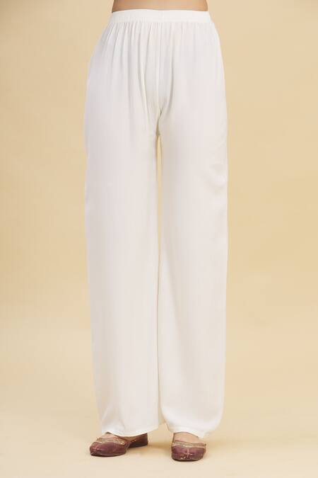 Shop_Nazaakat By Samara Singh_Beige Rayon Printed Kurta And Pant Set_Online_at_Aza_Fashions