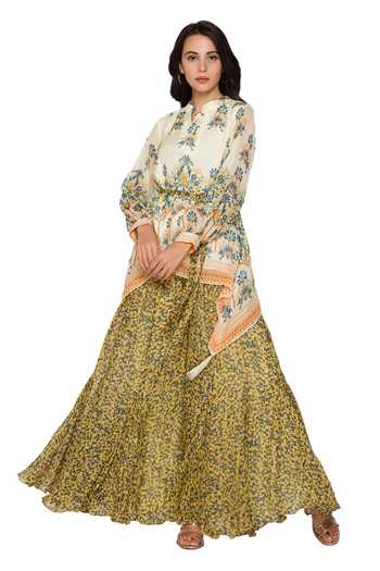 Soup By Sougat Paul  Asymmetric Tunic Sharara Set 