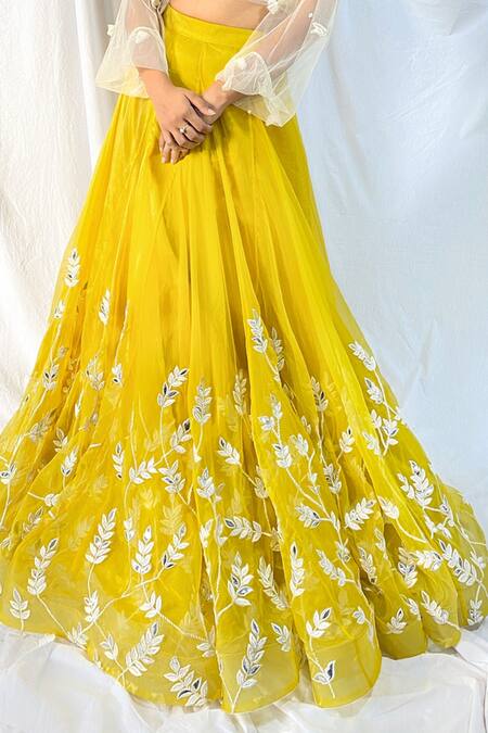 Buy Yellow Crop Top Lehenga Online at Best Price: IndianClothStore.com