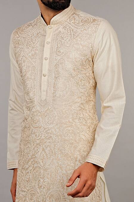 Shop Vanshik Beige Kurta Churidar Cotton Embroidered Set Online at Aza Fashions Shop_Vanshik_Beige Kurta Churidar Cotton Embroidered Set _Online_at_Aza_Fashions