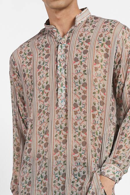 Rabani & Rakha_Multi Color Kurta Foil Georgette Pant Cotton Silk Printed Set _at_Aza_Fashions