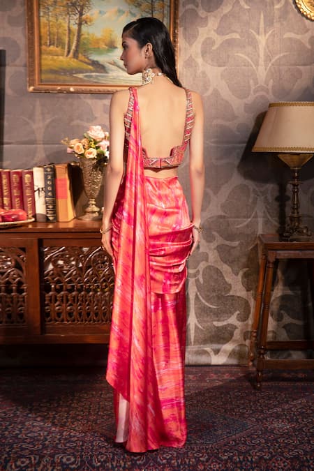 Laxmishriali Printed Pre-Draped Saree With Blouse 