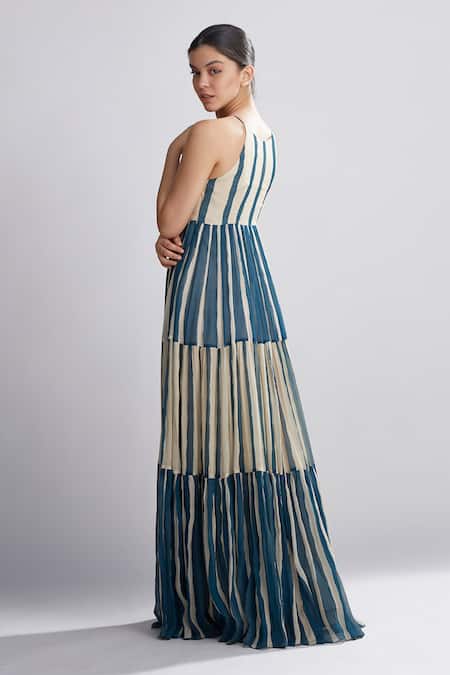 Koai Striped Tiered Maxi Dress 