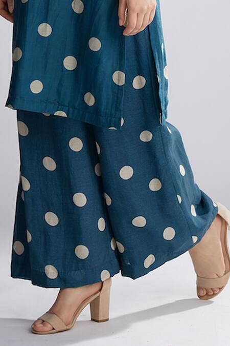 Shop_Koai_Green Chanderi Silk Polka Dot Pant For Kids_Online_at_Aza_Fashions