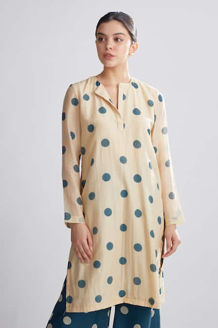 Koai Polka Dot Chanderi Silk Kurta 