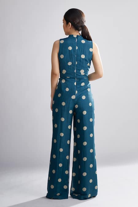 Koai Polka Dot Cotton Silk Jumpsuit 