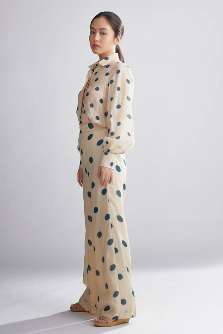 Buy_Koai_White Chanderi Silk Polka Dot Pant For Kids_Online_at_Aza_Fashions